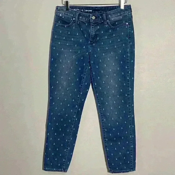 Talbots Nautical Anchor Slim Ankle Jeans 6 - Picture 2 of 8